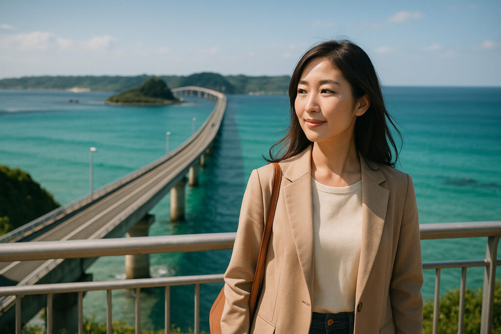 効率よく下関観光モデルコースを満喫する女性