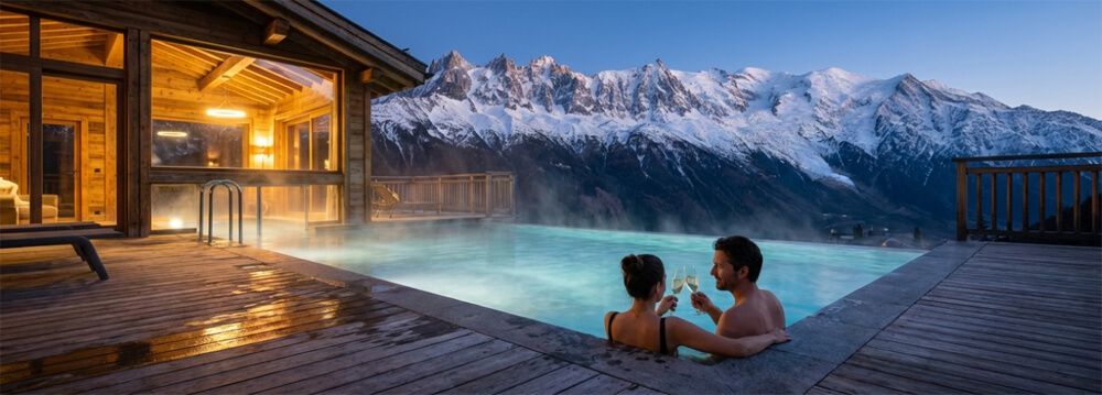 プレミアム棟P4のプライベートプールとSPA&SUITE棟127号室のパノラマビューの紹介