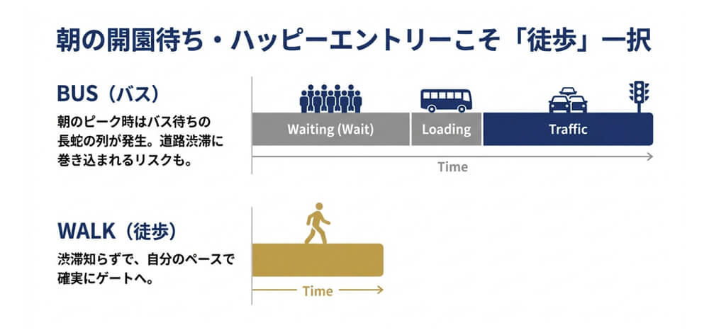 ハッピーエントリーを利用する場合は、徒歩がおすすめする画像